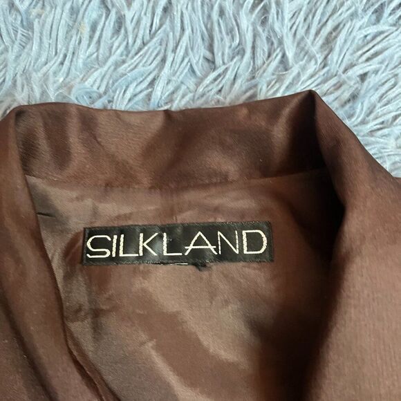 Vintage SilkLand Brown Pineapple Silk Blazer Size L - Picture 3 of 7